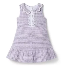 Janie and Jack Dresses-Tweed Scalloped Collar Dress alpine purple heather