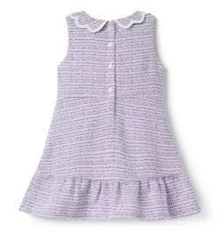 Janie and Jack Dresses-Tweed Scalloped Collar Dress alpine purple heather