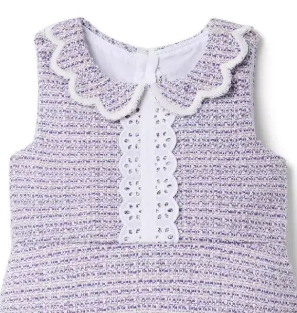 Janie and Jack Dresses-Tweed Scalloped Collar Dress alpine purple heather