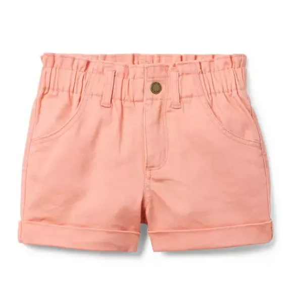 Janie and Jack Skirts & Shorts-Twill Paperbag Waist Short orange lily