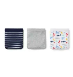 Janie and Jack Underwear|Underwear-Underwear Set Boys 3-Pack merchant marine stripe, classic grey heather and white sea friends