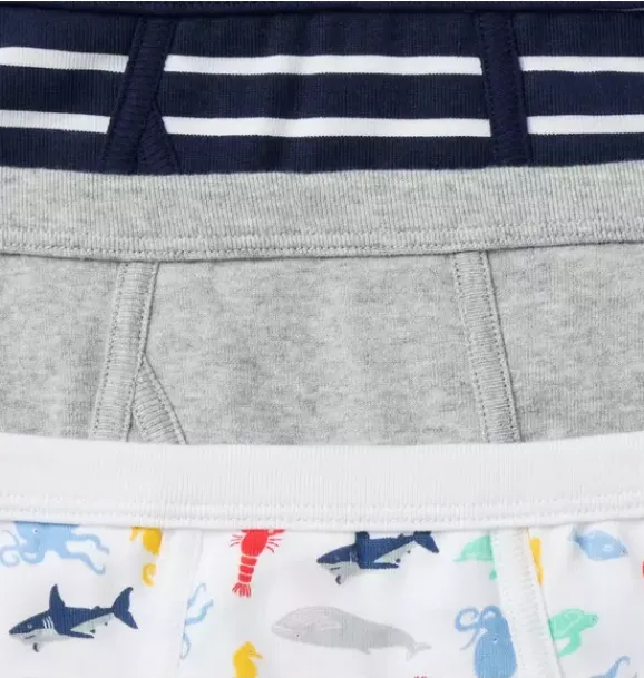 Janie and Jack Underwear|Underwear-Underwear Set Boys 3-Pack merchant marine stripe, classic grey heather and white sea friends