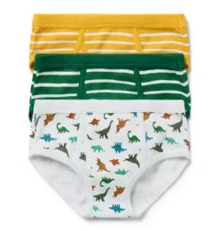 Janie and Jack Underwear|Underwear-Underwear Set Boys 3-Pack pinewood green stripe and white dinosaur and light yellow stripe