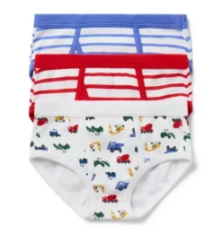 Janie and Jack Underwear|Underwear-Underwear Set Boys 3-Pack moto red stripe and white truck and ocean air stripe