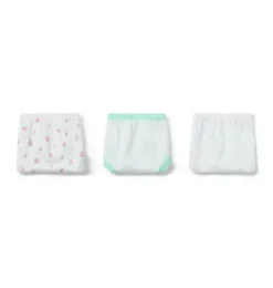 Janie and Jack Underwear|Underwear-Underwear Set Girls 3-Pack jet ivory and jet ivory floral and green heart