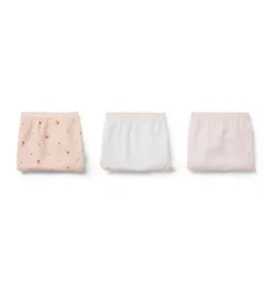 Janie and Jack Underwear|Underwear-Underwear Set Girls 3-Pack jet ivory and pastel pink floral and pastel pink stripe