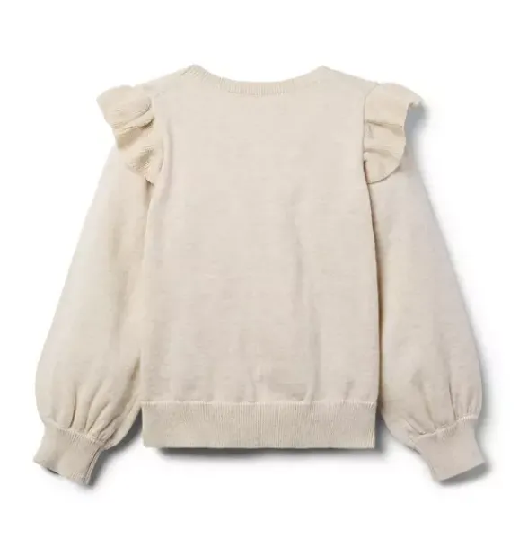Janie and Jack Sweaters & Sweatshirts-Unicorn Ruffle Sweater nutmeg cream heather