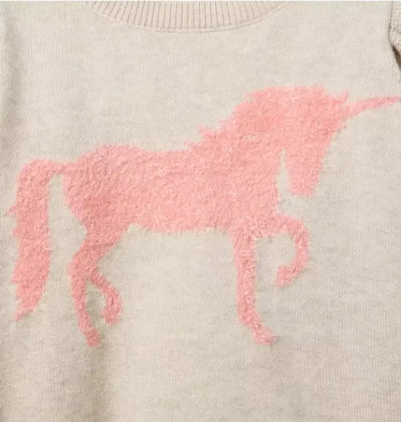 Janie and Jack Sweaters & Sweatshirts-Unicorn Ruffle Sweater nutmeg cream heather
