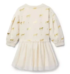 Janie and Jack Dresses-Unicorn Tulle Dress nutmeg cream unicorn