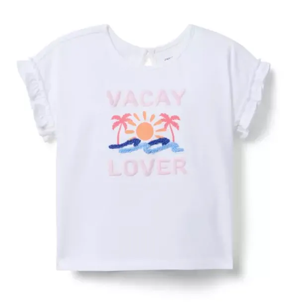 Janie and Jack Short Sleeve Tops-Vacay Ruffle Sleeve Tee white