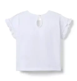 Janie and Jack Short Sleeve Tops-Vacay Ruffle Sleeve Tee white