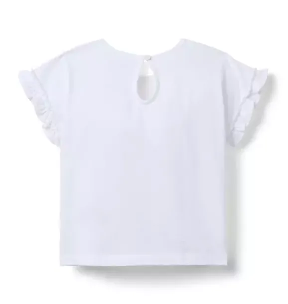 Janie and Jack Short Sleeve Tops-Vacay Ruffle Sleeve Tee white