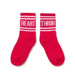 Janie and Jack Socks-Valentine Striped Crew Sock 2-Pack white and bright ruby