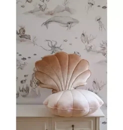 Janie and Jack Seasonal Décor|Decorative Pillows And Throws-Velvet “” Shell Pillow beige pearl