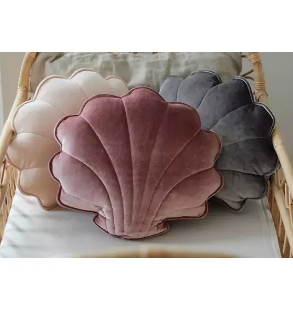 Janie and Jack Decorative Pillows And Throws|Seasonal Décor-Velvet “” Shell Pillow cosmic pearl