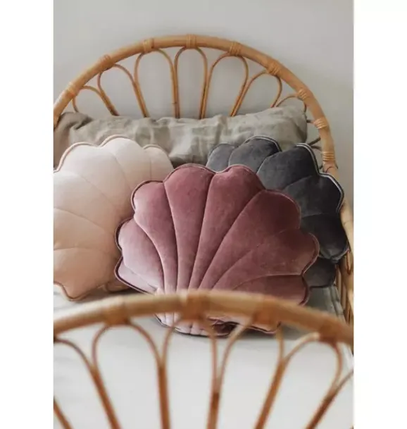 Janie and Jack Decorative Pillows And Throws|Seasonal Décor-Velvet “” Shell Pillow cosmic pearl