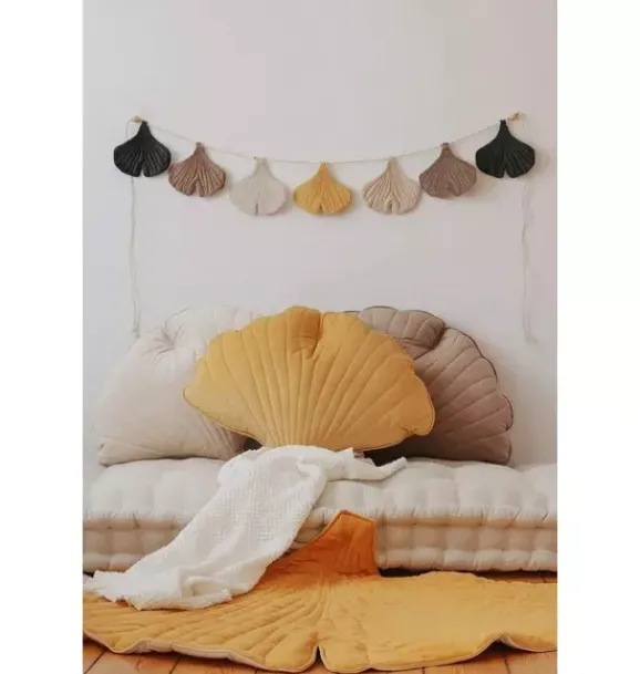 Janie and Jack Decorative Pillows And Throws|Seasonal Décor-Velvet “” Ginkgo Leaf Pillow honey