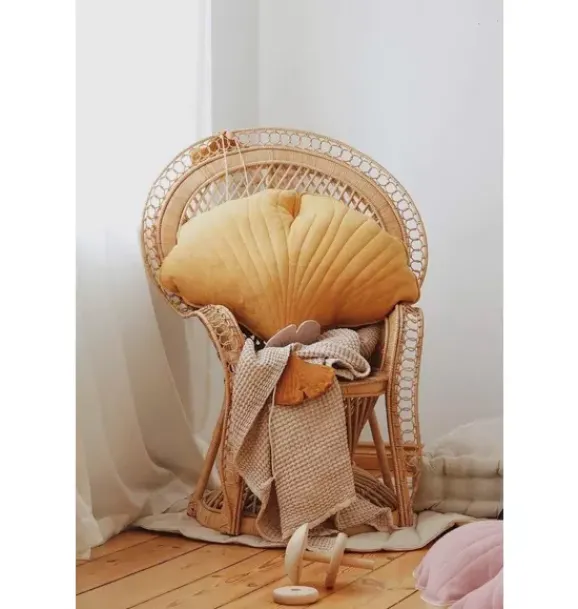Janie and Jack Decorative Pillows And Throws|Seasonal Décor-Velvet “” Ginkgo Leaf Pillow honey