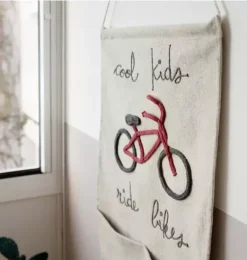 Janie and Jack Art-Wall Pocket Hanger Cool Kids Ride Bikes natural