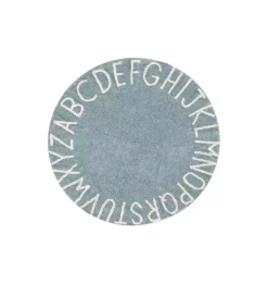 Janie and Jack Rugs-Washable Rug ABC Natural Vintage blue