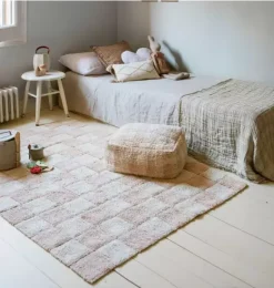 Janie and Jack Rugs-Washable Rug Kitchen Tiles Rose natural and rose