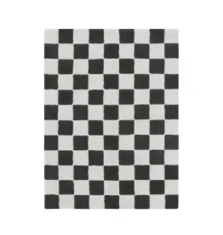 Janie and Jack Rugs-Washable Rug Kitchen Tiles Dark Grey natural and black
