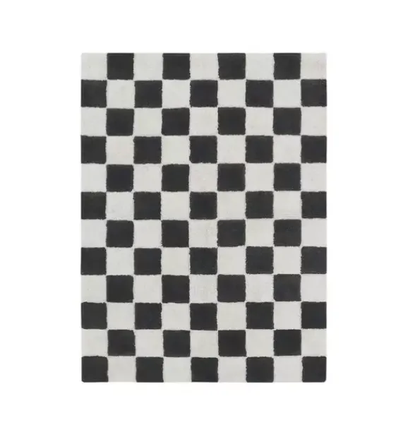Janie and Jack Rugs-Washable Rug Kitchen Tiles Dark Grey natural and black