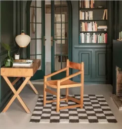 Janie and Jack Rugs-Washable Rug Kitchen Tiles Dark Grey natural and black