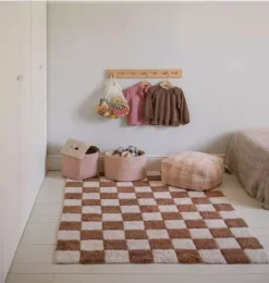 Janie and Jack Rugs-Washable Rug Kitchen Tiles Toffee natural and toffee