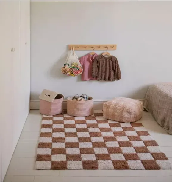 Janie and Jack Rugs-Washable Rug Kitchen Tiles Toffee natural and toffee