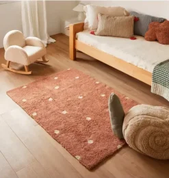 Janie and Jack Rugs-Washable Rug Mini Dot chestnut