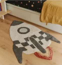 Janie and Jack Rugs-Washable Rug Rocket natural and black