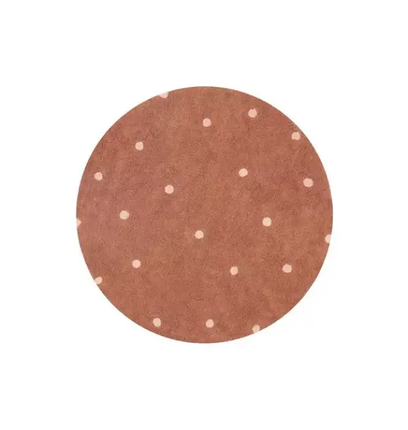 Janie and Jack Rugs-Washable Rug Round Dot chestnut