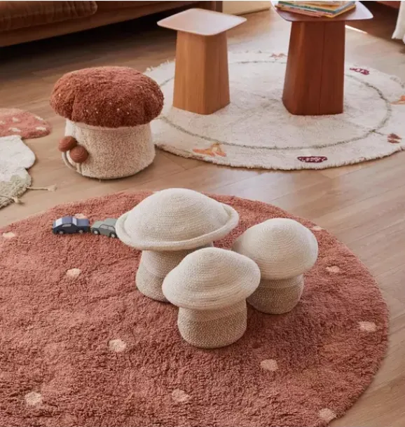 Janie and Jack Rugs-Washable Rug Round Dot chestnut
