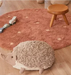 Janie and Jack Rugs-Washable Rug Round Dot chestnut