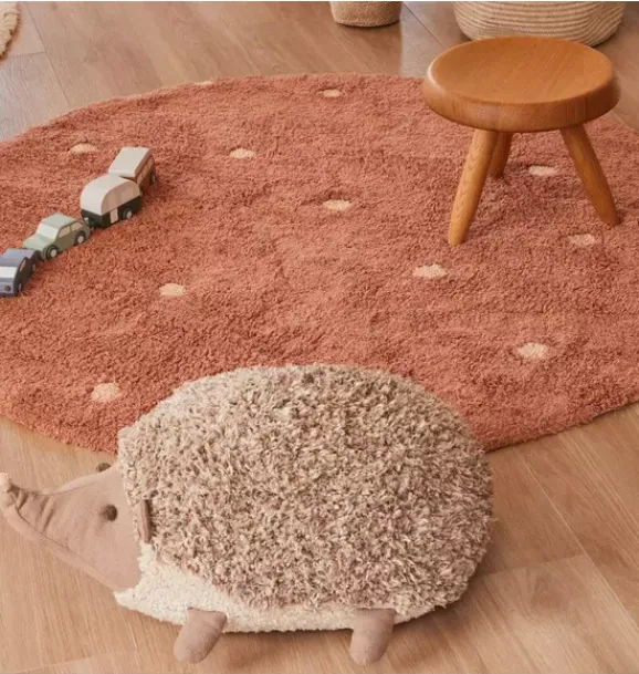 Janie and Jack Rugs-Washable Rug Round Dot chestnut