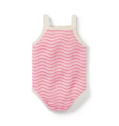 Janie and Jack Online Exclusives|One-pieces & Rompers-Wavy Striped Romper blooming pink stripe