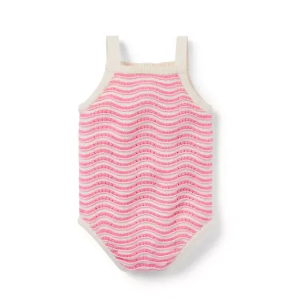 Janie and Jack Online Exclusives|One-pieces & Rompers-Wavy Striped Romper blooming pink stripe