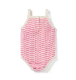 Janie and Jack Online Exclusives|One-pieces & Rompers-Wavy Striped Romper blooming pink stripe