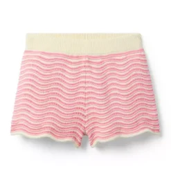 Janie and Jack Matching Sets|Skirts & Shorts-Wavy Striped Sweater Short pink palette stripe