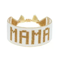 Janie and Jack Adult Accessories|Jewelry-& Gold MAMA Beaded Bracelet white