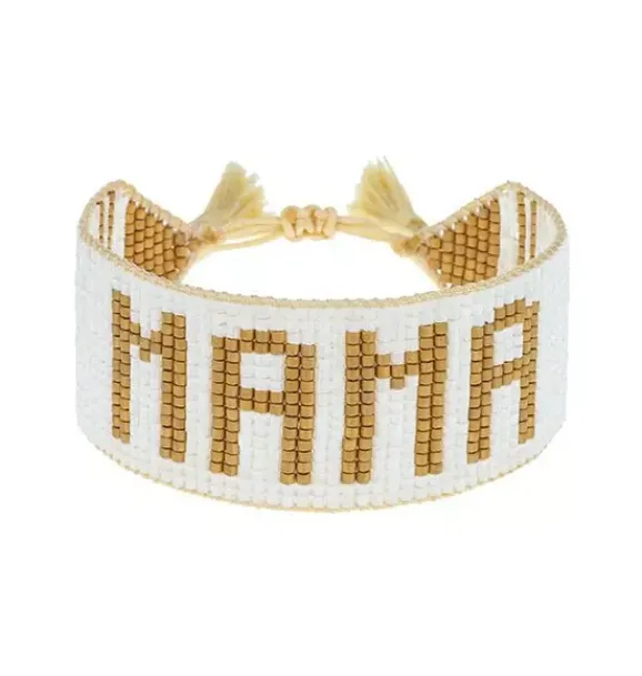 Janie and Jack Adult Accessories|Jewelry-& Gold MAMA Beaded Bracelet white