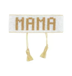 Janie and Jack Adult Accessories|Jewelry-& Gold MAMA Beaded Bracelet white
