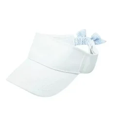 Janie and Jack Kids Accessories-White Visor with Blue Seersucker Bow white/blue