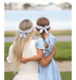 Janie and Jack Kids Accessories-White Visor with Blue Seersucker Bow white/blue