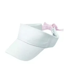 Janie and Jack Kids Accessories-White Visor with Pink Seersucker Bow white/pink