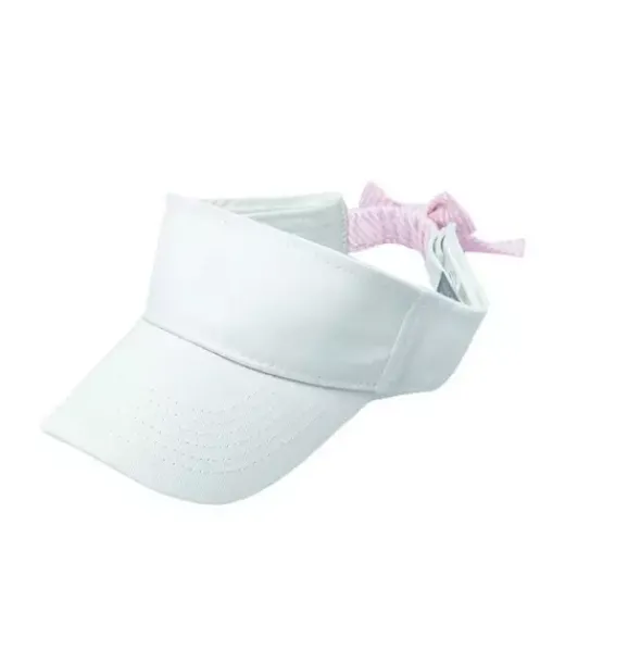 Janie and Jack Kids Accessories-White Visor with Pink Seersucker Bow white/pink