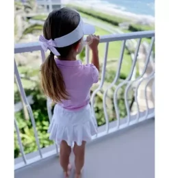 Janie and Jack Kids Accessories-White Visor with Pink Seersucker Bow white/pink