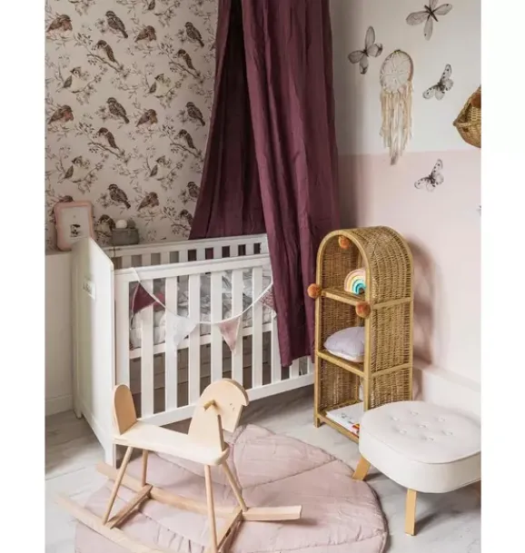 Janie and Jack Wallpaper-White/Gray Birds Wallpaper multi