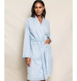Janie and Jack Adult Pajamas|Petite Plume-Women's Robe light blue gingham